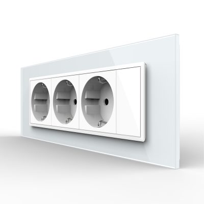 Presa tripla Livolo con tasto falso cornice in vetro 6/7 moduli – standard italiano