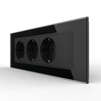 Presa tripla Livolo con tasto falso cornice in vetro 6/7 moduli – standard italiano colore nero