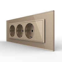 Presa tripla Livolo con tasto falso cornice in vetro 6/7 moduli – standard italiano colore dorato