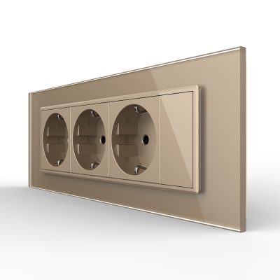 Presa tripla Livolo con tasto falso cornice in vetro 6/7 moduli – standard italiano colore dorato