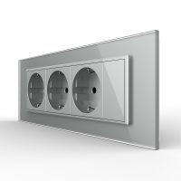 Presa tripla Livolo con tasto falso cornice in vetro 6/7 moduli – standard italiano colore griggio