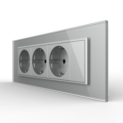 Presa tripla Livolo con tasto falso cornice in vetro 6/7 moduli – standard italiano colore griggio
