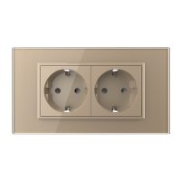 Presa doppia Livolo con cornice in vetro 4M, standard italiano, nuova serie colore dorato