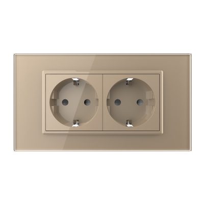 Presa doppia Livolo con cornice in vetro 4M, standard italiano, nuova serie colore dorato