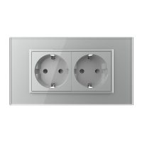 Presa doppia Livolo con cornice in vetro 4M, standard italiano, nuova serie colore griggio