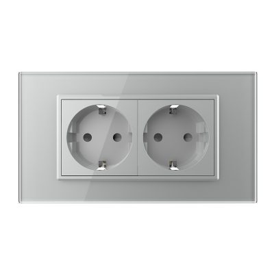 Presa doppia Livolo con cornice in vetro 4M, standard italiano, nuova serie colore griggio
