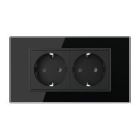 Presa doppia Livolo con cornice in vetro 4M, standard italiano, nuova serie colore nero