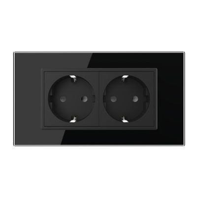 Presa doppia Livolo con cornice in vetro 4M, standard italiano, nuova serie colore nero