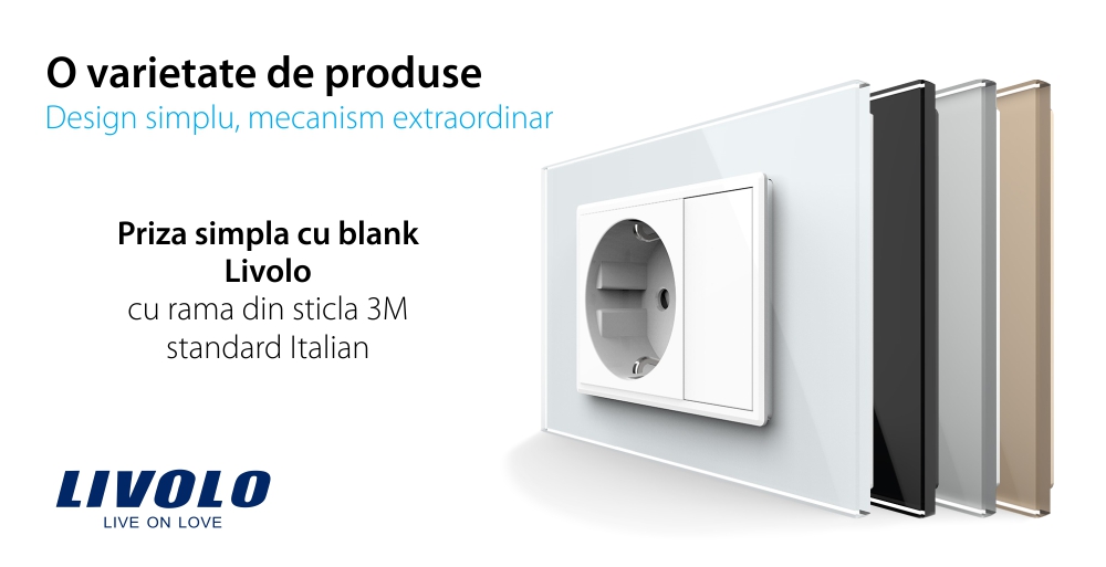 Presa SCHUKO con tasto falso e cornice in vetro 3M, standard italiano, nuova serie