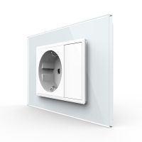 Presa SCHUKO con tasto falso e cornice in vetro 3M, standard italiano, nuova serie