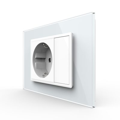 Presa SCHUKO con tasto falso e cornice in vetro 3M, standard italiano, nuova serie