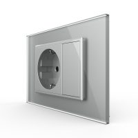 Presa SCHUKO con tasto falso e cornice in vetro 3M, standard italiano, nuova serie colore griggio