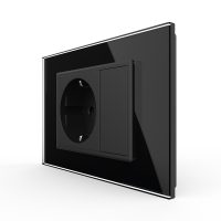 Presa SCHUKO con tasto falso e cornice in vetro 3M, standard italiano, nuova serie colore nero