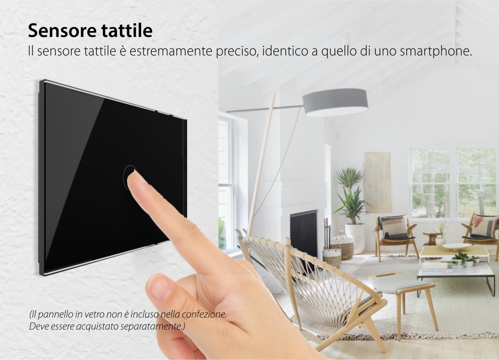 Modulo deviatore / invertitore semplice wireless con touch Livolo, standard Italiano