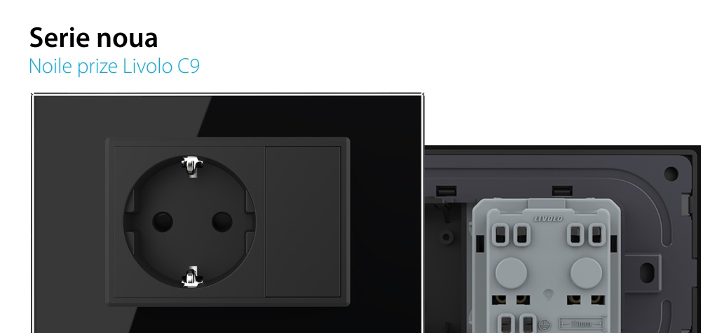 Presa SCHUKO con tasto falso e cornice in vetro 3M, standard italiano, nuova serie