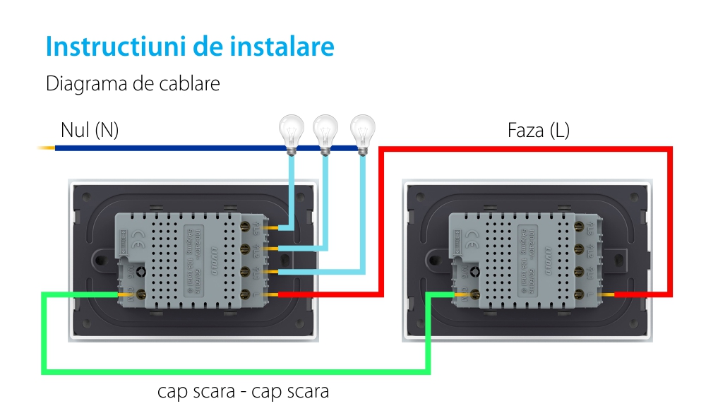 Interruttore triplo deviatore / invertitore touch Livolo in vetro, standard italiano – Nuova serie