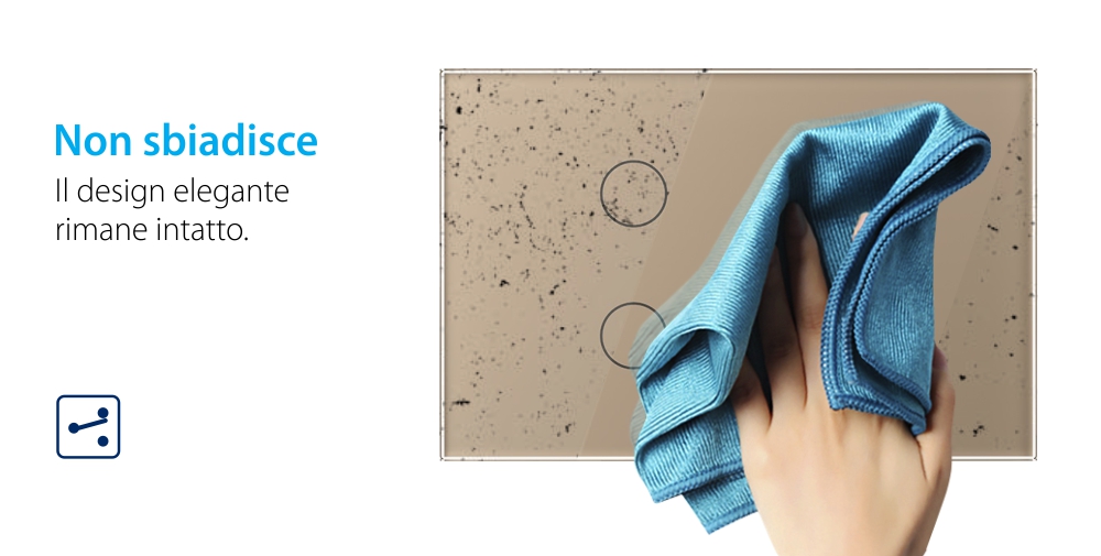 Deviatore / invertitore quadruplo Livolo, in vetro con touch, standard italiano – Nuova serie