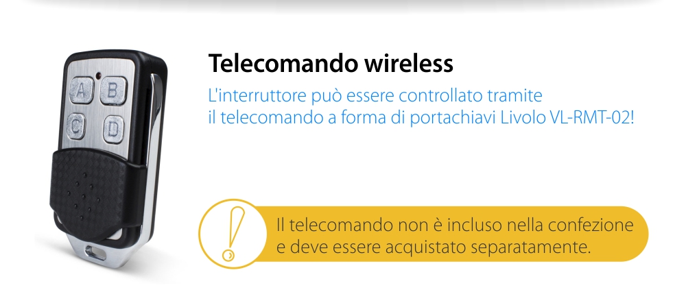 Modulo deviatore / invertitore semplice wireless con touch Livolo, standard Italiano