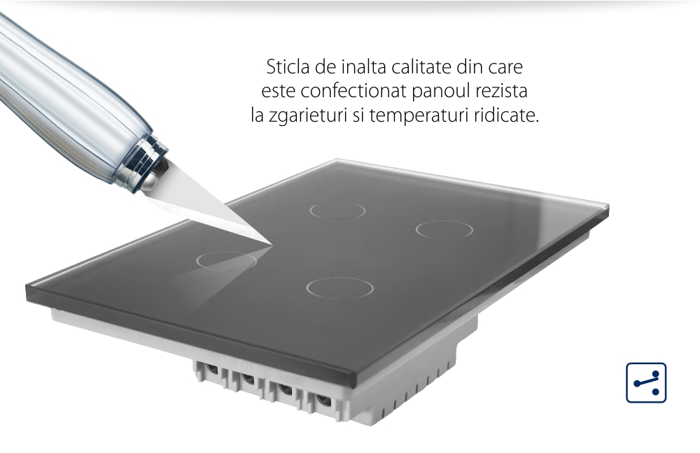 Interruttore quadruplo deviatore / invertitore  Livolo, in vetro con touch, standard italiano – Nuova serie