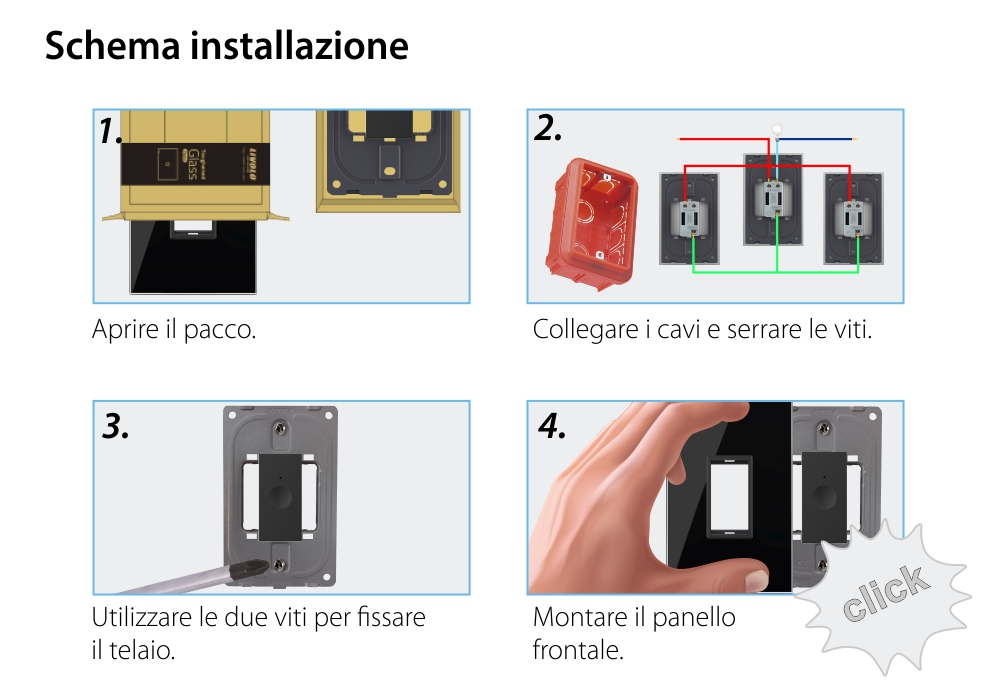 Modulo deviatore/invertitore touch Livolo 1M standard italiano, nuova serie