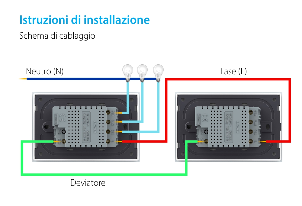 Modulo deviatore / invertitore triplo touch Livolo, standard italiano