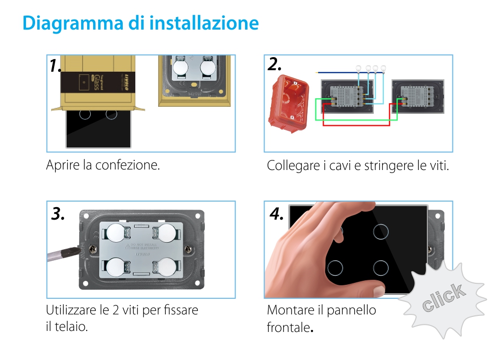 Modulo deviatore/invertitore quadruplo touch Livolo, standard italiano