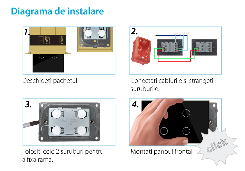 Modulo interruttore quadruplo deviatore/invertitore touch Livolo, standard italiano
