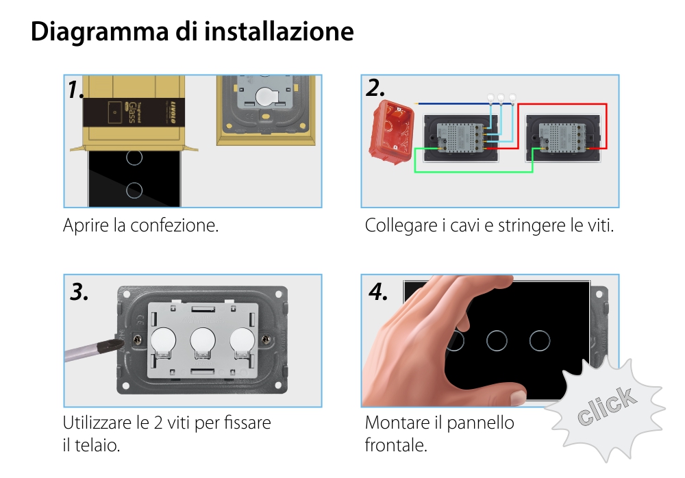 Modulo deviatore / invertitore triplo touch Livolo, standard italiano