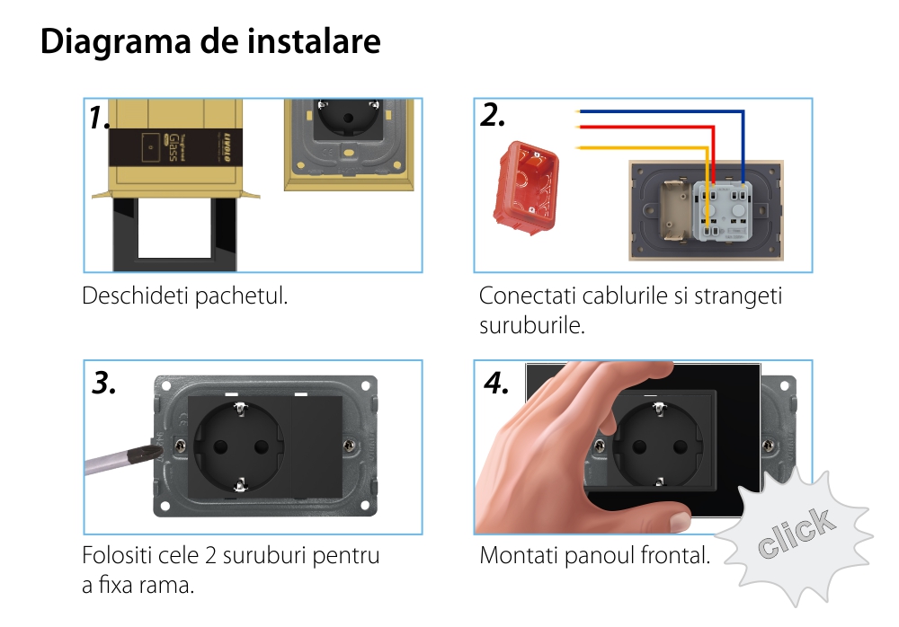 Presa SCHUKO con tasto falso e cornice in vetro 3M, standard italiano, nuova serie