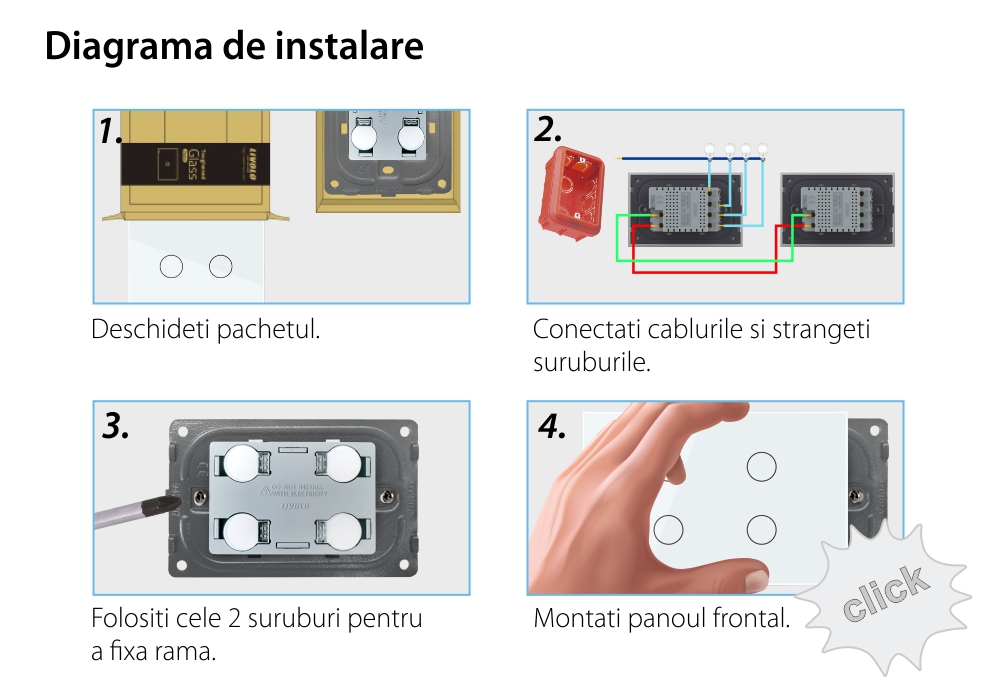 Interruttore quadruplo deviatore / invertitore  Livolo, in vetro con touch, standard italiano – Nuova serie