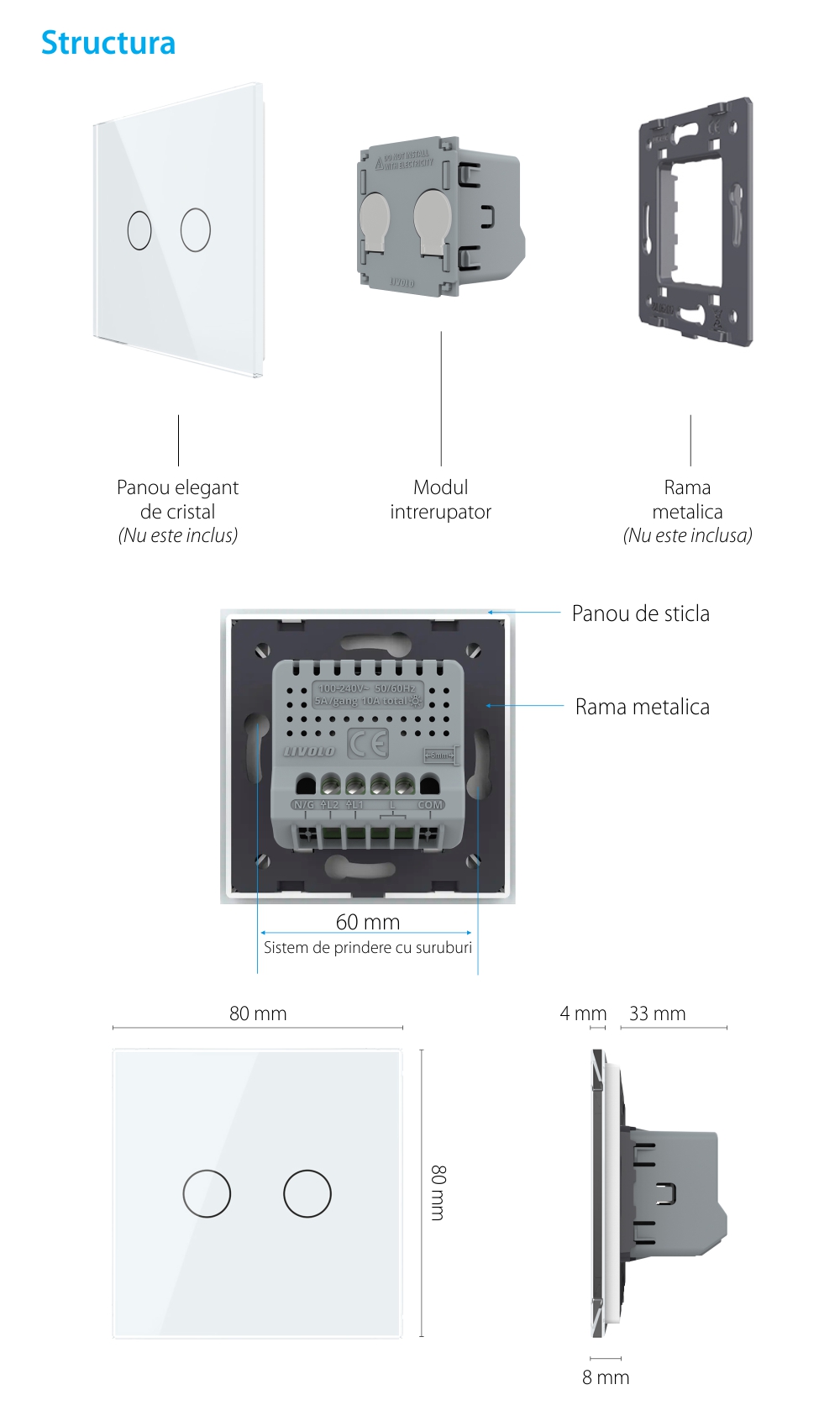 Modulo Interruttore Doppio Touch LIVOLO – Nuova Serie