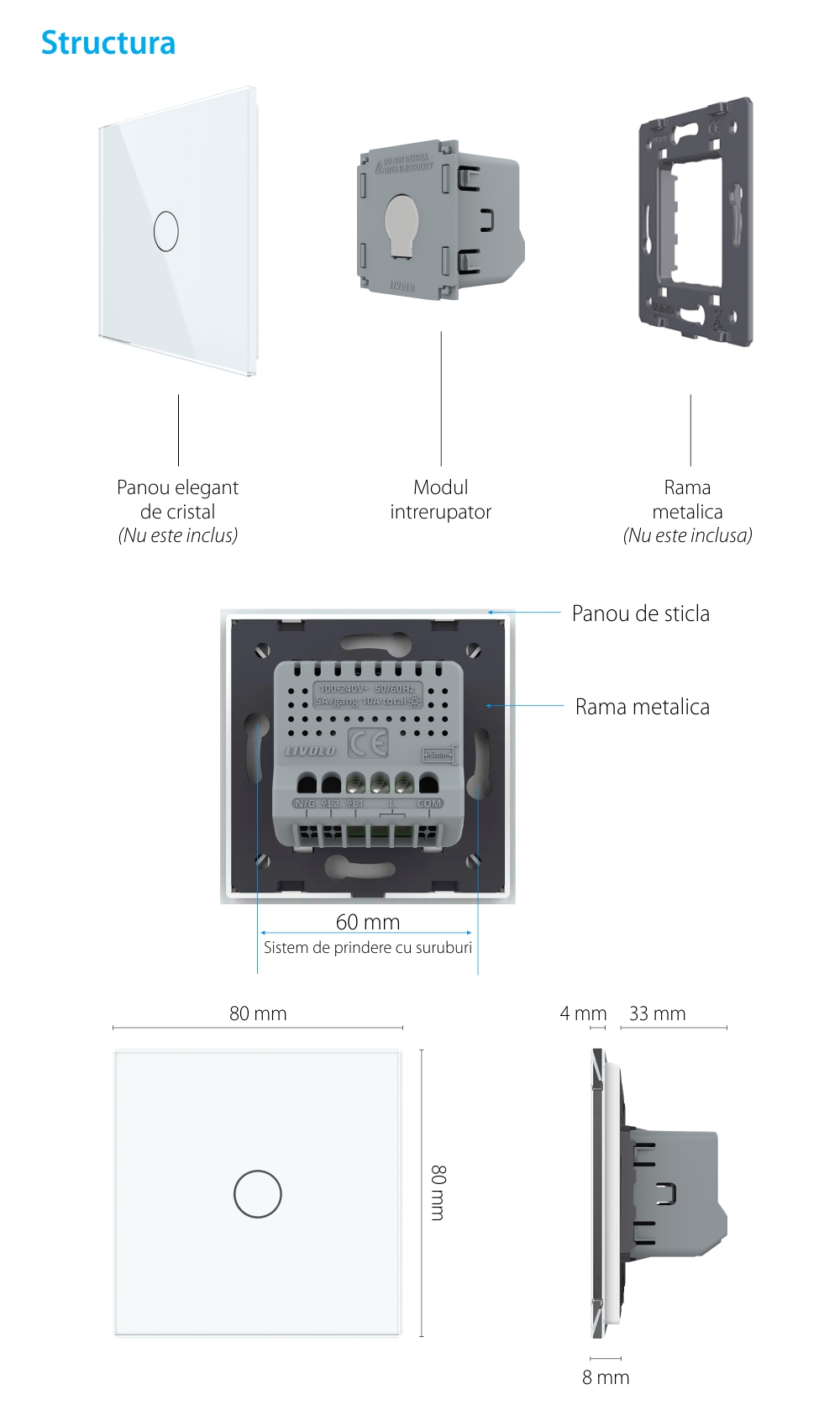 Modulo Interruttore Semplice Touch LIVOLO – Nuova Serie
