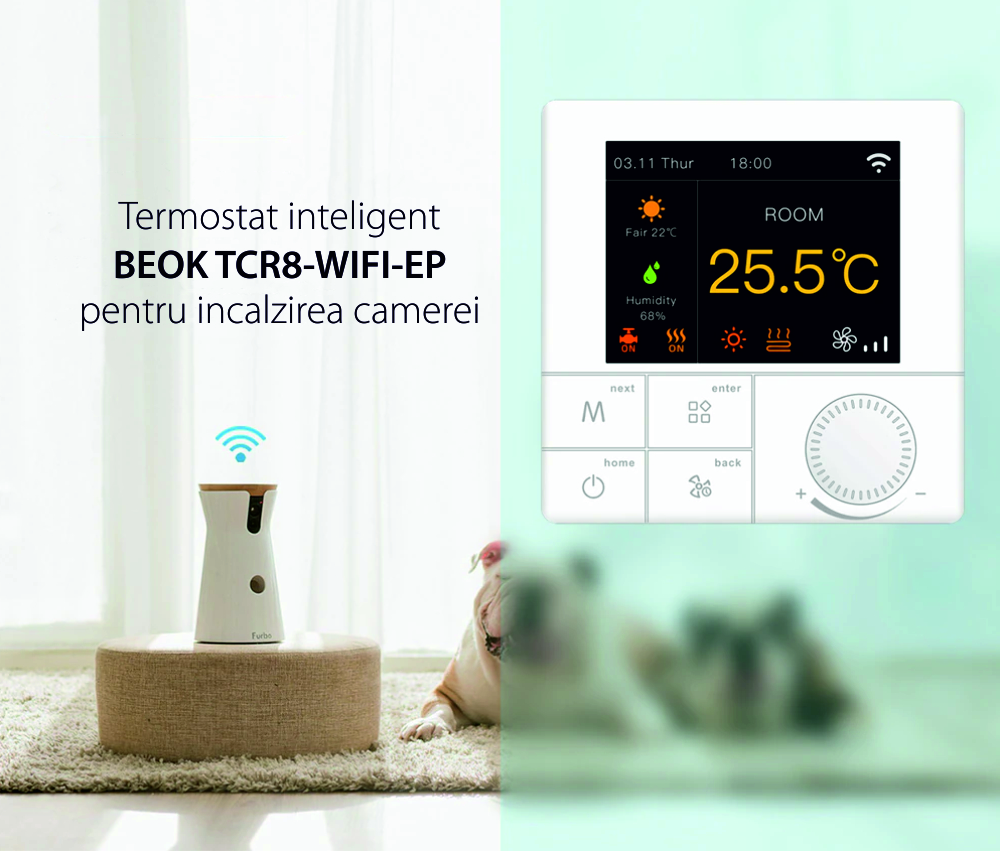 Termostato per riscaldamento elettrico a pavimento BeOk TCR8-WIFI-EP(16A)