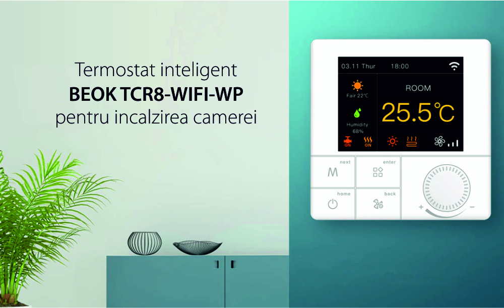 Termostato per riscaldamento a gas BeOk TCR8-WIFI-WP(3A)