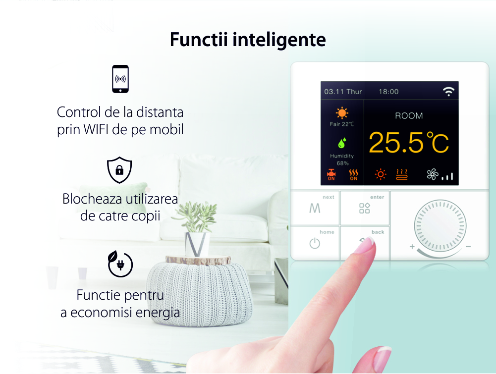 Termostato per riscaldamento a gas BeOk TCR8-WIFI-WP(3A)