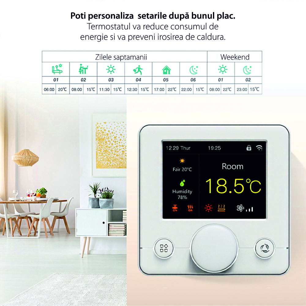 Termostato per riscaldamento elettrico a pavimento BeOk TCR7-WIFI-EP(16A)