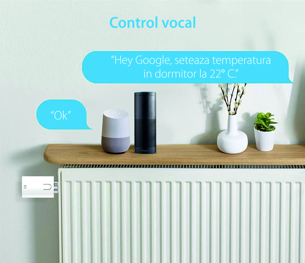 Kit valvola termostatica con hub per radiatore Meross MTS150H, controllo tramite applicazione, Wi-Fi