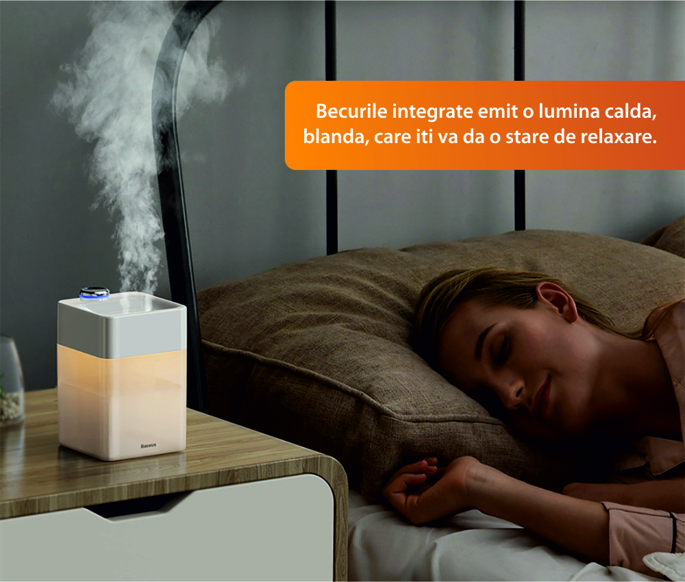 Umidificatore Baseus Time Magic, Capacità 550 mL, Alimentazione Type-C, Bianco