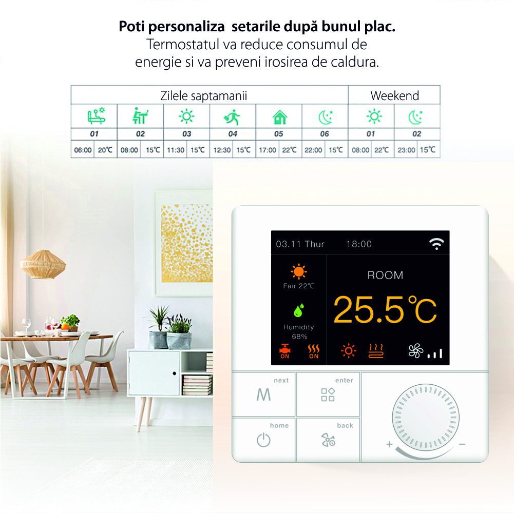 Termostato per riscaldamento elettrico a pavimento BeOk TCR8-WIFI-EP(16A)