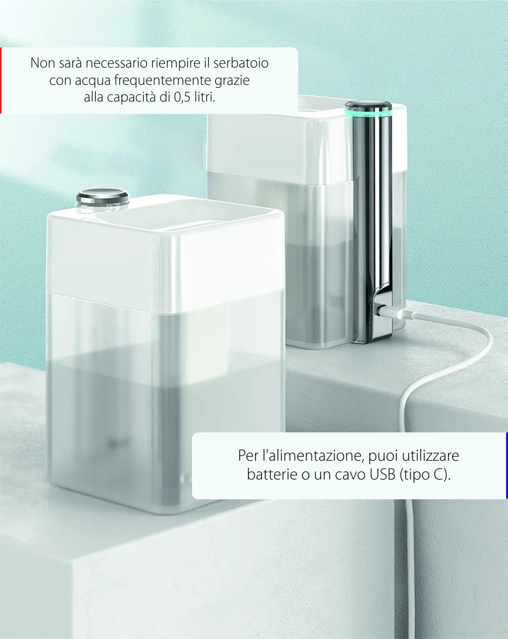 Umidificatore Baseus Time Magic, Capacità 550 mL, Alimentazione Type-C, Bianco