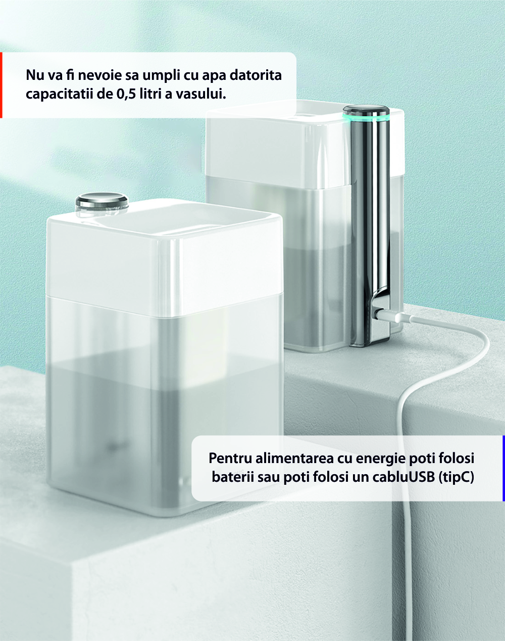 Umidificatore Baseus Time Magic, Capacità 550 mL, Alimentazione Type-C, Bianco