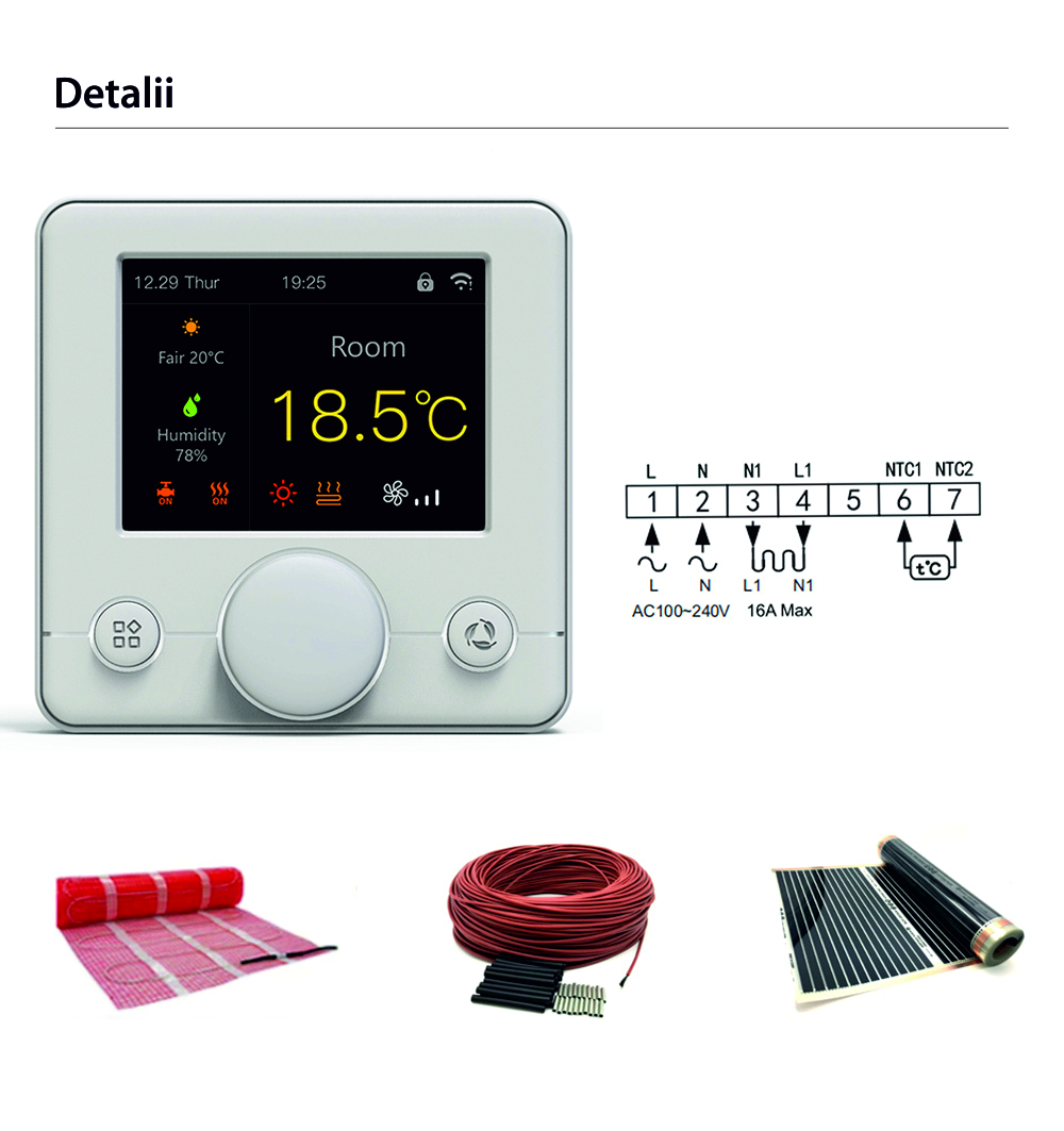 Termostato per riscaldamento elettrico a pavimento BeOk TCR7-WIFI-EP(16A)