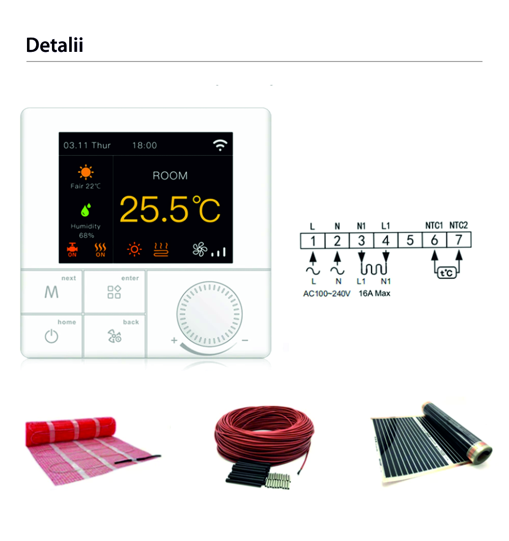 Termostato per riscaldamento elettrico a pavimento BeOk TCR8-WIFI-EP(16A)