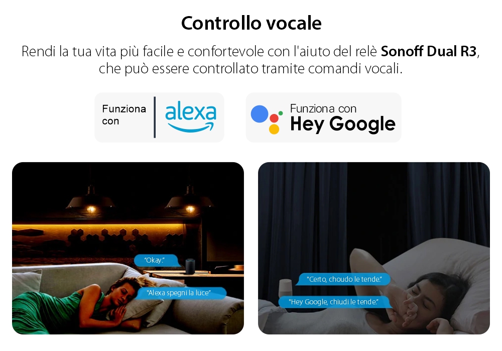 Relè Sonoff Dual R3 a 2 canali, Programmazione, Wi-Fi 2.4 GHz, Contatore energia