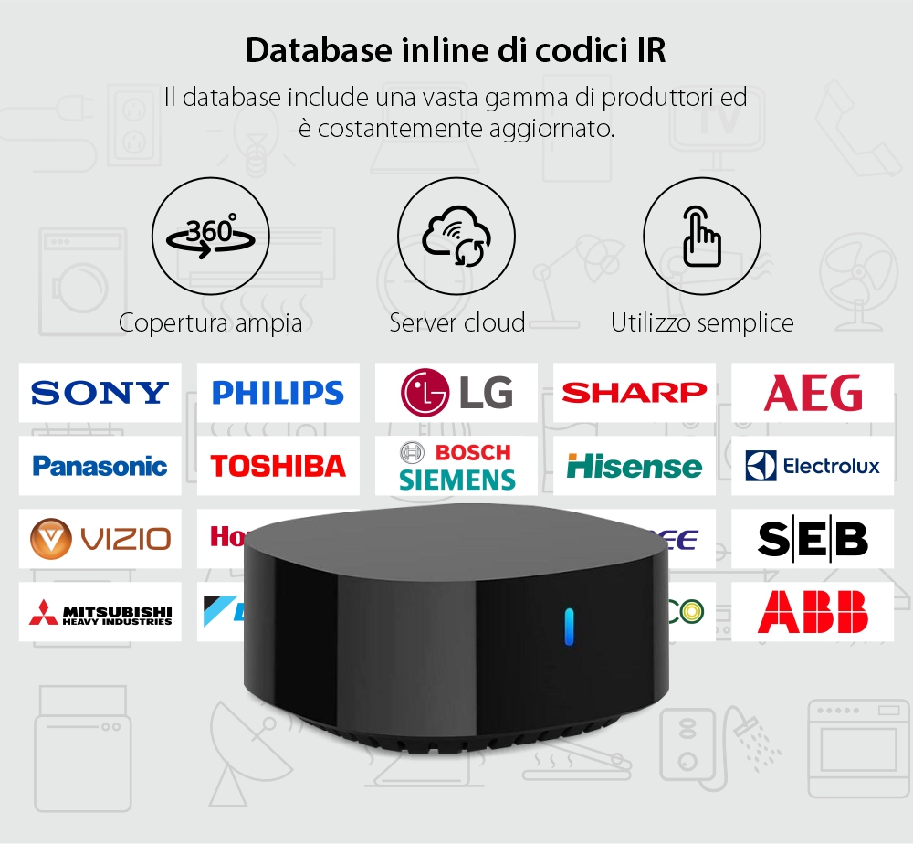 Telecomando universale IR Broadlink TV Mate, Integrazione con Alexa, Google Assistant & IFTTT, Applicazione, Distanza 8 metri