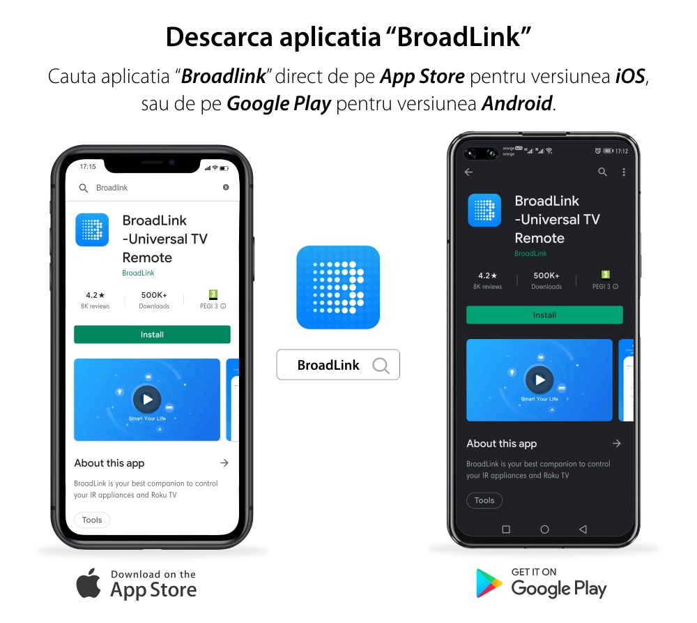 Telecomando universale IR Broadlink TV Mate, Integrazione con Alexa, Google Assistant & IFTTT, Applicazione, Distanza 8 metri