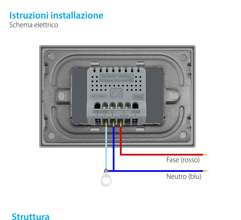 Modulo Interruttore Semplice Wi-Fi con Touch LIVOLO – Nuova Serie