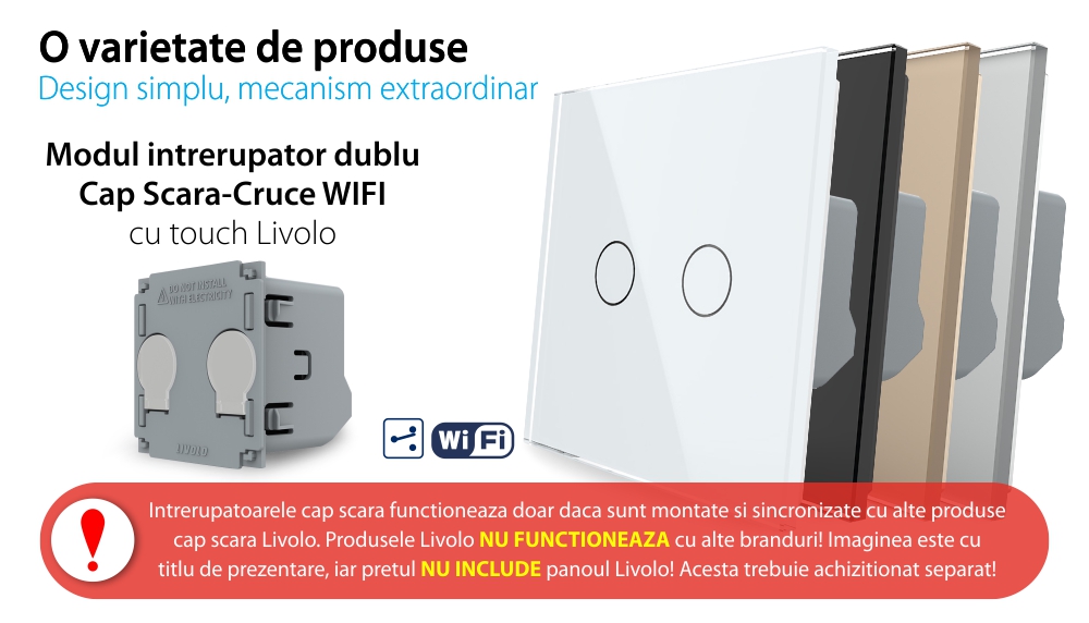 Modulo Doppio Deviatore / Invertitore Wi-Fi con Touch LIVOLO – Nuova Serie