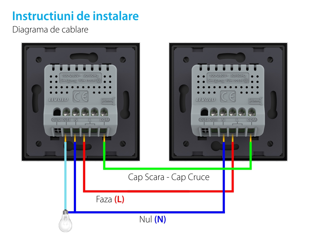 Modulo Deviatore / Invertitore Semplice Wi-Fi Touch LIVOLO – Serie Nuova