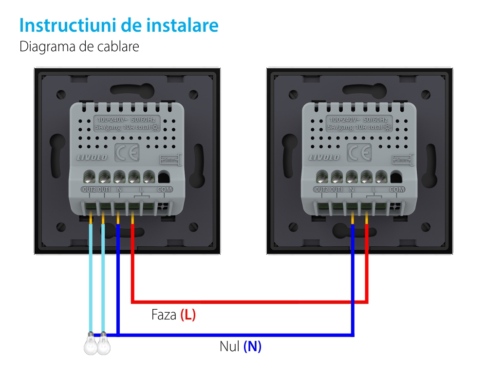 Modulo Interruttore Doppio Wi-Fi con Touch LIVOLO – Nuova Serie